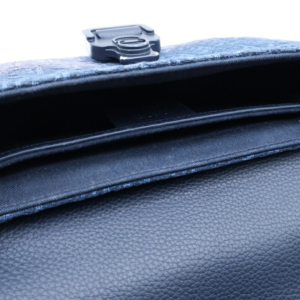 Christian Dior Oblique Saddle Flap Messenger Bag Shoulder Navy Blue - Picture 4 of 6
